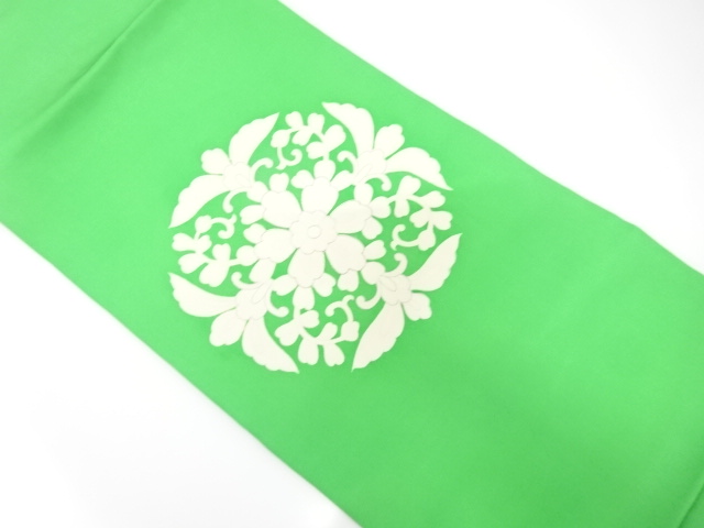 塩瀬　花模様　刺繍　名古屋帯